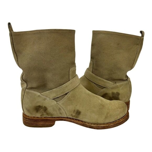 Rag & Bone Womens Size 8 Suede Textured Double Strap Distressed Moto Boots - Picture 5 of 9